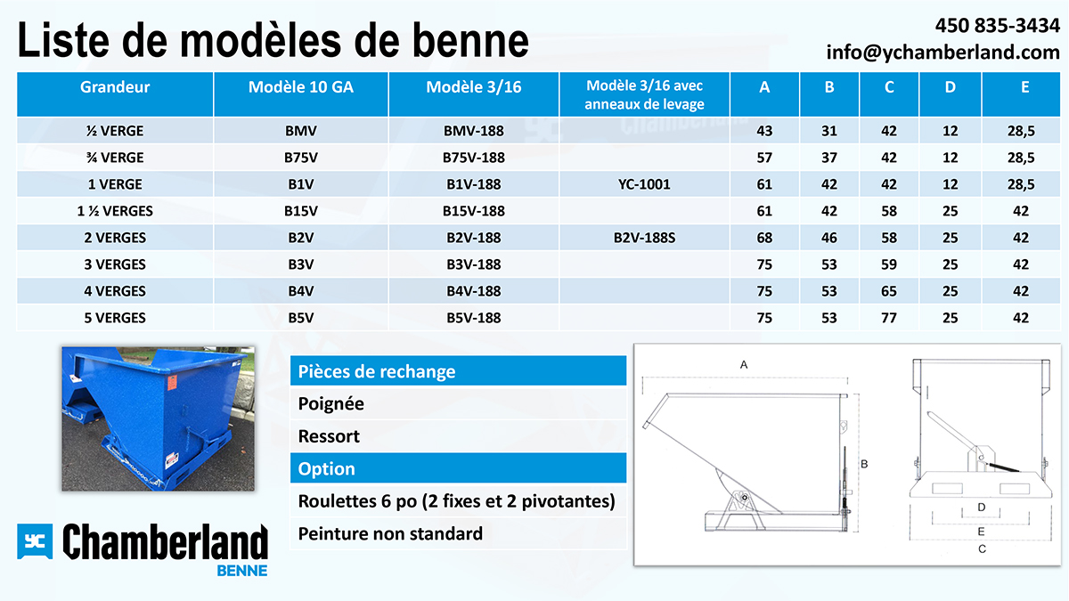 Conteneurs bennes auto basculante Trois-Rivières